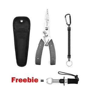 Fishing Pliers with Sheath and Lanyard  Freebie Fish Lip Gripper Line Cutter Hook Remover Split Ring Pliers for freshwater and saltwater
