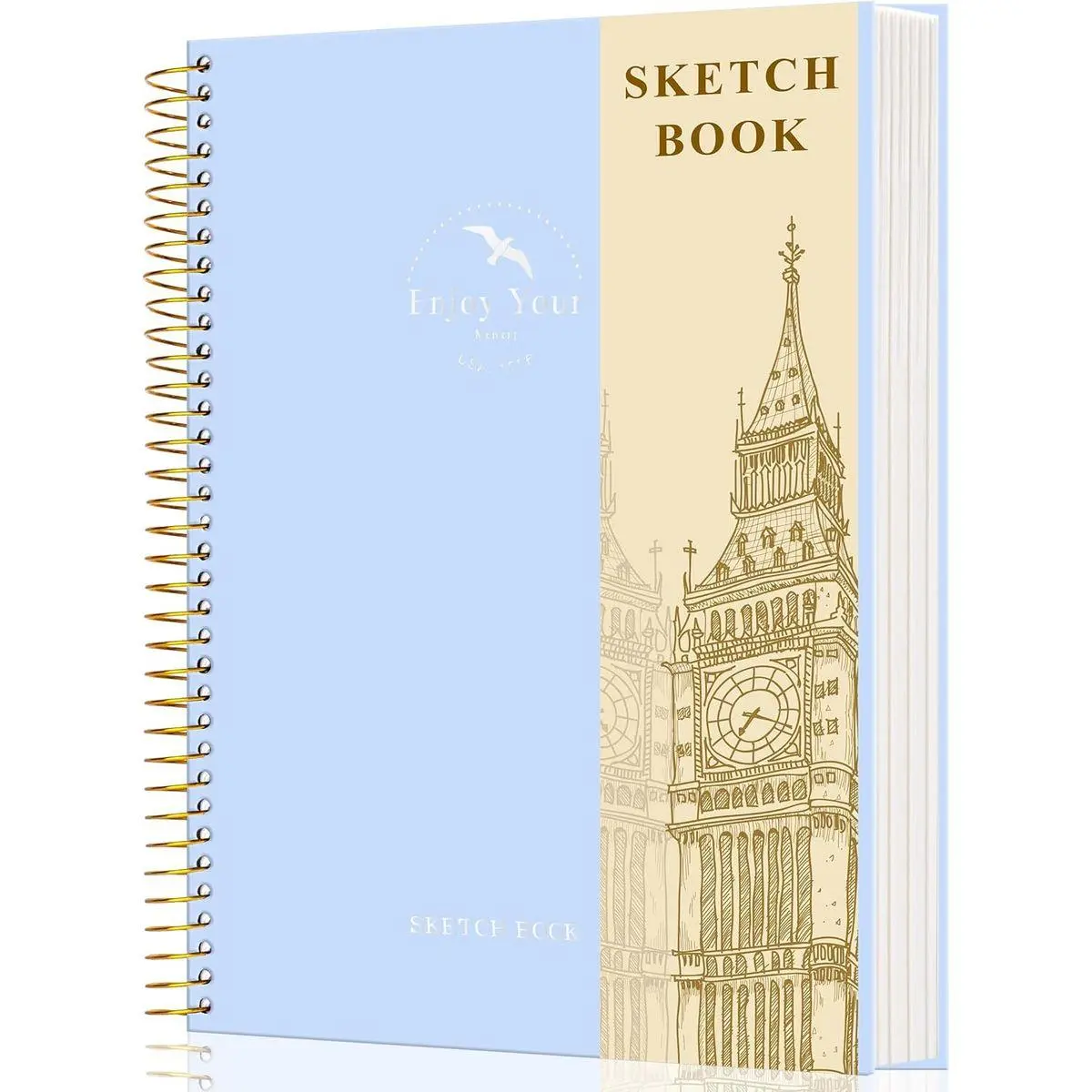 Hardcover Sketchbook for Drawing Spiral Sketch Book for Adult Kids 8.5 x 11 | 100gsm 68lb 120 Sheets Sketch Pad Premium Drawing Book Art Supplie,Blue