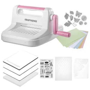 Die Cutting Machine and Embossing Machine – 6'' Opening Size for Cardmaking, Scrapbooking, and – Complete Set with A5 Die Cuts, Embossing Folders, and(Pink)