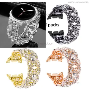 Shining strap suitable for Samsung Galaxy Watch 8 metal strap 40mm 44mm/Galaxy Watch 8 classic strap 46mm diamond rhinestone stainless steel bracelet strap, suitable for Samsung watch diamond elastic substitute strap watch8 strap, Smart Watch Straps