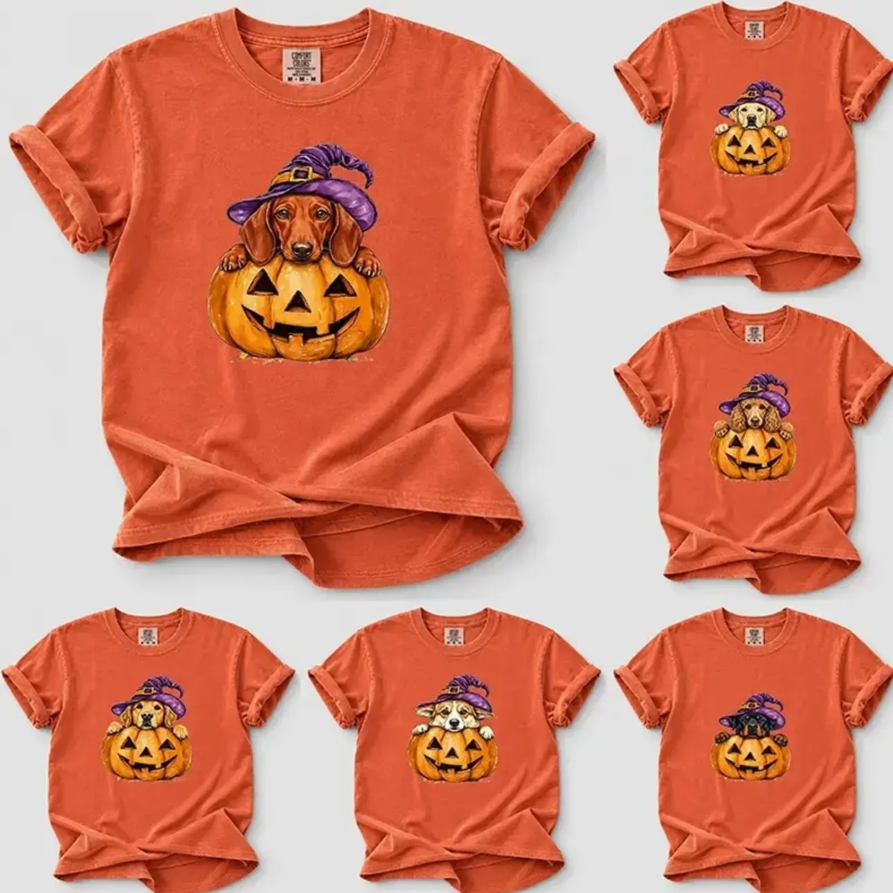 Comfort Colors Personalized Pet Halloween Shirt, Custom Dog Portrait Pumpkin Spooky Tee