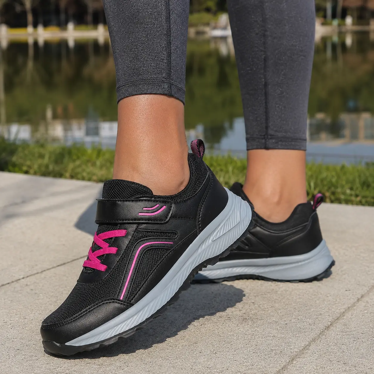 Women's Walking Shoes, Breathable Fabric Sneakers, Lightweight Slip On Running Shoes, Comfortable Casual Outdoor Sport Shoes for Ladies Footwear Girls