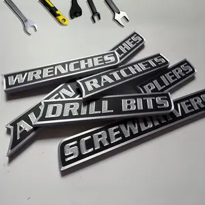 12 Pack Magnetic Toolbox Labels Reusable Tool Box Drawer Tags for Easy Organization Strong Magnetic Labels for Tool Chests Cabinets Garage Drawers and Steel Surfaces