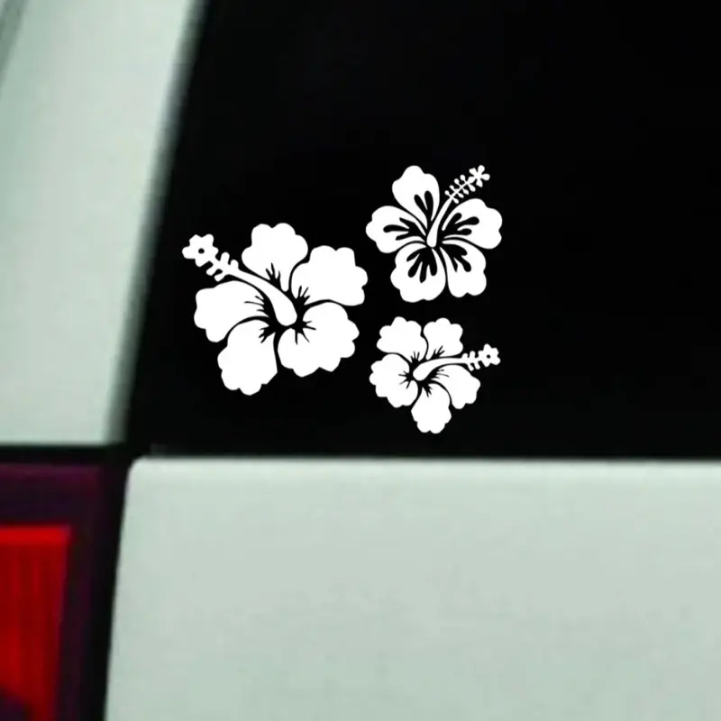 Hibiscus Flowers Car Decal Truck Bumper Sticker Window Windshield Vinyl Men Girls Cute Hawaii Beach