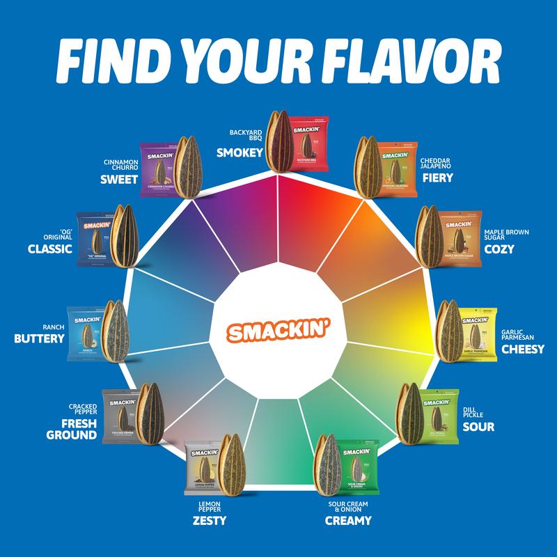 SMACKIN' Sunflower Seeds Sample Pack of 11 Single Serve (1.5 OZ) Low Sodium Snack, Bold Flavors, No Salty Burn