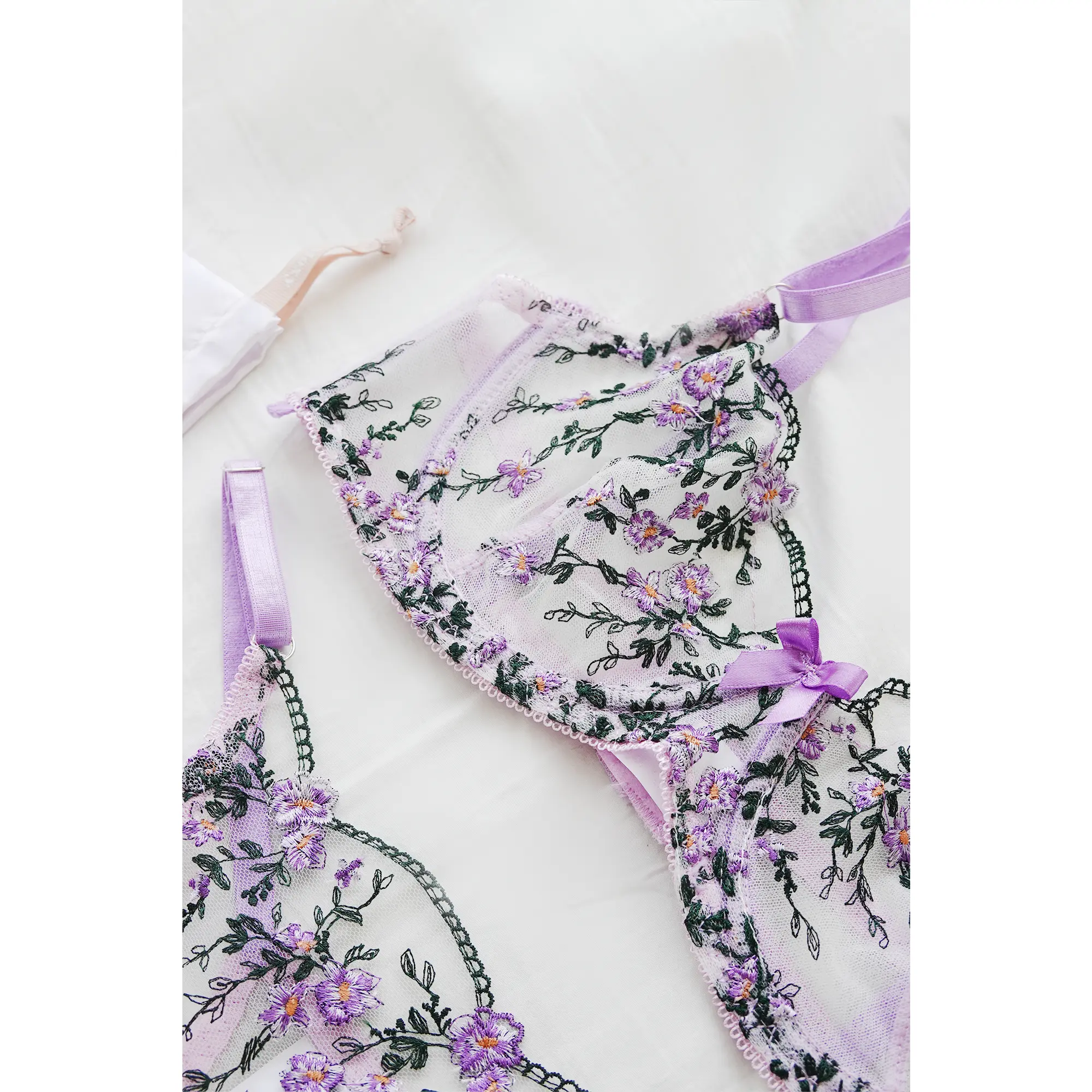 Purple Flower Underwear Set