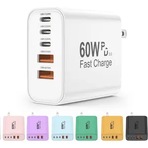 USB C Charger Block, 5 in 1 60W  Blocks, PD 3.0 25W Single Max  Charger, QC 2A USB Wall Charger for  16 15 14 13 12 11 Pro Max, iPad, iPod, , AirPods Pro,  Watch Series