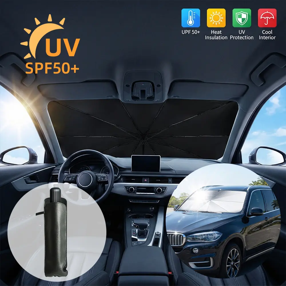 【SUMMER SALE】 Portable Car Windshield Sunshade, Foldable Windshield Sun Umbrella, Car Exterior Accessory, Car Windshield Cooling Umbrella for Daily Use, Car Window Shades