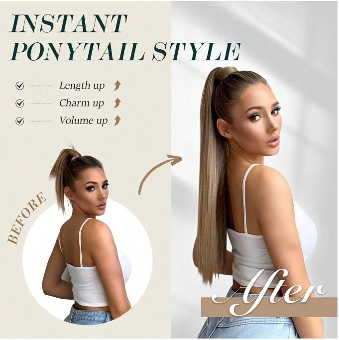 long straight hair wig piece ponytail synthetic female ponytail hair extensions