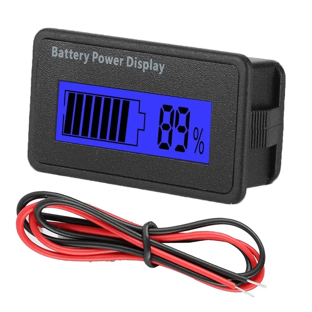 Universal Digital Battery Capacity Monitor with LCD Display, 12V 24V 48V Compatible Automotive Voltage Tester for Car Motorcycle Lead-Acid Lithium Batteries, Battery Checker