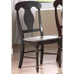 212 MAIN Iconic Napoleon Back Dining Chair (Pack of 2) - Wood Seat, Antiqued Finish, French Look, Rubbed Edges, Grey Stone & Black Stone Indoor Furniture Chair