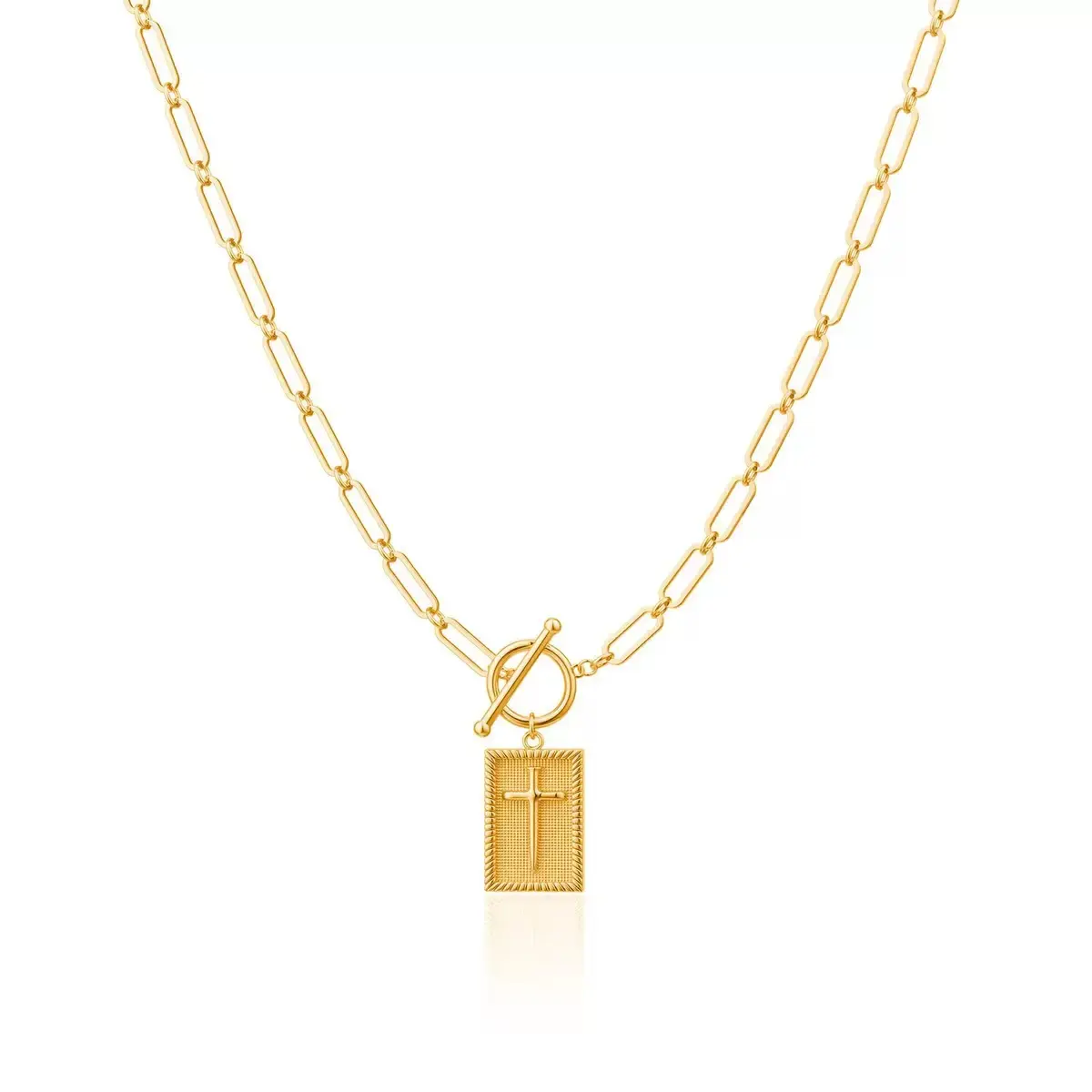 Women's Charm Cross Choker Necklace - Chunky Thick Paperclip Steel Chain Unisex Hip Hop Statement Piece, Cuban Link Cross Jewelry Print Hypoallergenic Accessory, Waterproof Tarnish-Resistant Party Gift (Festive & Party Supplies)