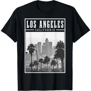 Los Angeles California LA Skyline Vintage Pride T-Shirt Pure Cotton Graphic Tees Menswear Top: Gifts for Men & Women