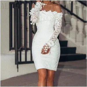 Spring Ladies Sexy Shoulder Lace Dress