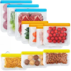 10 Pack Dishwasher Safe Reusable Bags, Leakproof Reusable Freezer Bags, BPA Free Food Storage Bags for Lunch Marinate Food Travel - 3 Gallon 3 Snack 4 Sandwich Bags