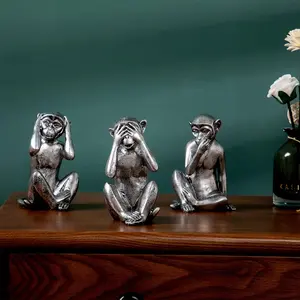 Set of 3 - Wise Monkeys Statues (hear no evil, see no evil, speak no evil) Decor Ornaments