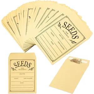 100Pcs Resealable Self Adhesive Brown Paper Seed Saving Envelopes, 3.1x4.7 Inch for Storing Vegetable and Flower Seeds