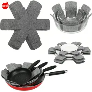 15 Piece Set of Anti Slip Felt Pot Mat - Scratch Resistant And Heat-Resistant Multi-Layer Kitchenware Protection Mat, Space Saving And Reusable, X-Shaped Pot Scratch Resistant Mat, Portable Storage Design, Kitchenware Accessories