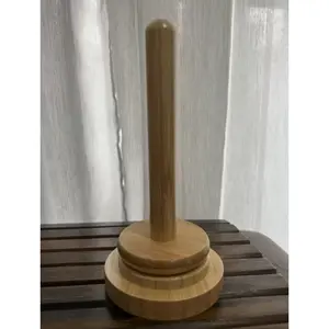 A set of 2-piece (1 set) rotary wooden yarn stand and bobbin support-simple style yarn finisher, space-saving desktop yarn storage, suitable for crochet and knitting-finishing tool in process room.