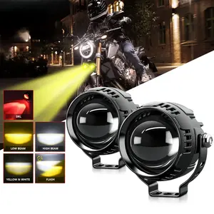 Super Bright Dual Color LED Work Light, Multi-Mode Design with Extra Lens, Demon Eyes & Strobe Warning, Ideal for Motorcycles, Suvs, Cars, Motorcycle Led Lights