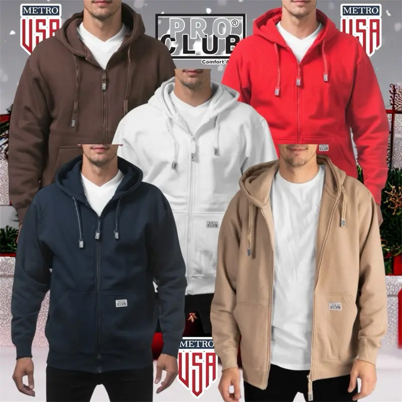 PRO CLUB Men's Heavy Weight Zipper Sweatshirt - Hoodie - Fleece Soft Fabric - Relaxed Fit - Available in Multiple Colors Long Sleeve