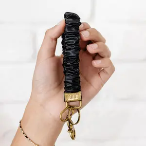 Black Leather Scrunchie Keychain