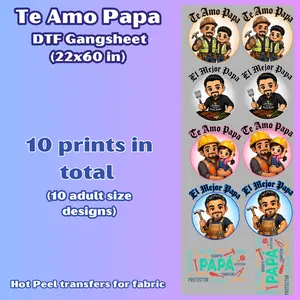 G51 Te Amo Papa DTF Gang Sheet for Playera/Shirts G51 Te Amo Papa DTF Gang Sheet for Playera/Shirts