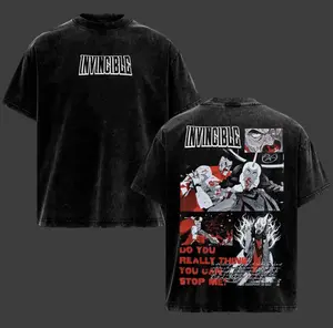 Retro Washed Invincible "Do You Really Think You Can Stop Me" Quote T-Shirt, Double-Sided Print Unisex Streetwear Tee, Loose Fit Casual Short Sleeve for Men & Women