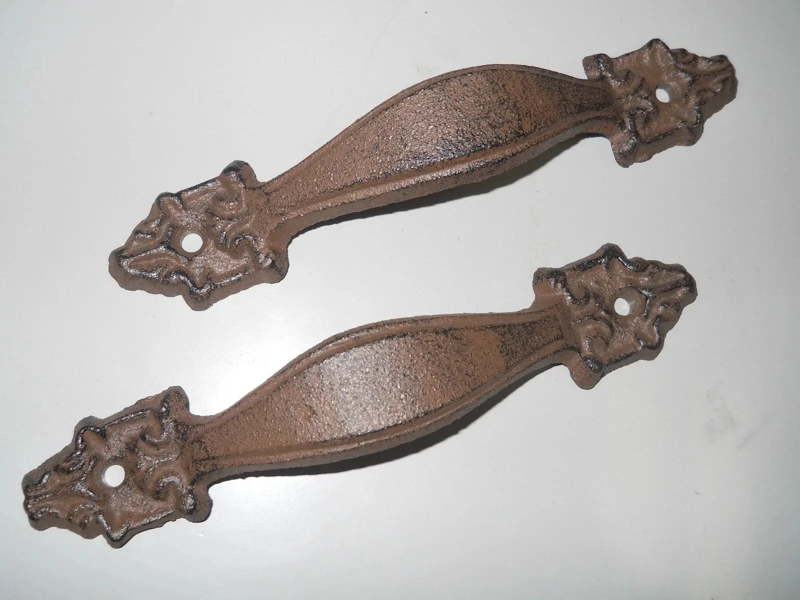 2 Large Cast Iron Antique Style FANCY Barn Handle Gate Pull Shed Door Handles