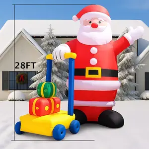 28 FT Giant Christmas Inflatables Santa Claus Outdoor Decorations with Blower, Big Yard Holiday Santa for Lawn, Garden, Party, No Internal Lights