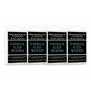 “Iced Vanilla Woods Wax Melts – 4 Pack: Vanilla, Cedarwood & Sandalwood for the Holidays”