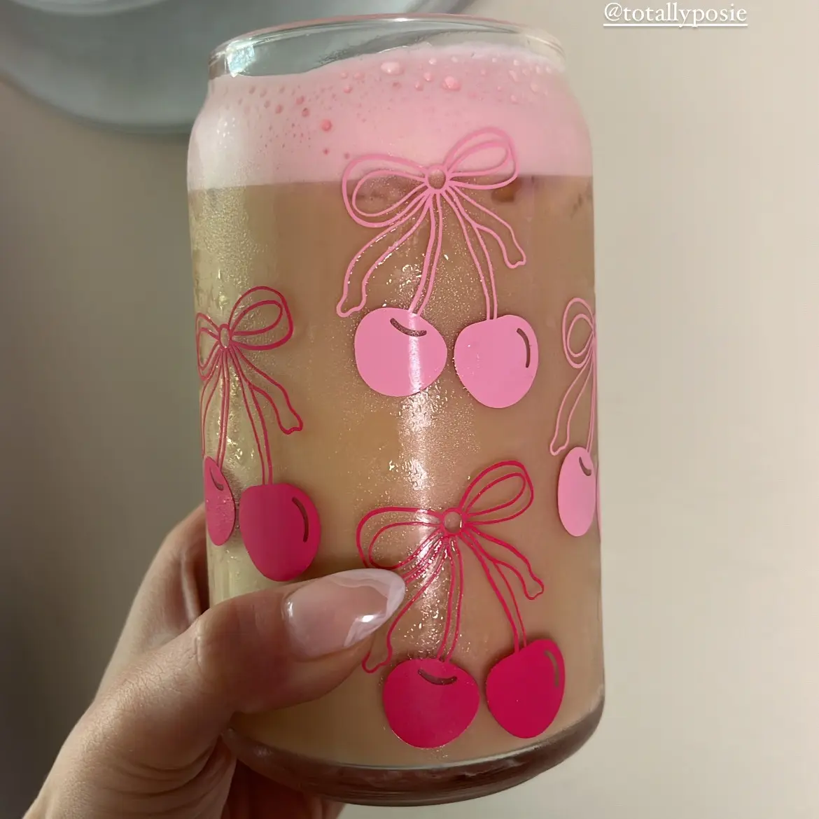 Two Tone Coquette Cherry Glass Cup 16oz Drinking Glass Tumbler  Drinkware glass cup straw drinkware