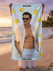 Pedro Pascal Beach Towel - Beach Towel for Fan, Pedro Pascal Celebrity Crush, Movie Merch, Gift Ideas, Vacation Gifts