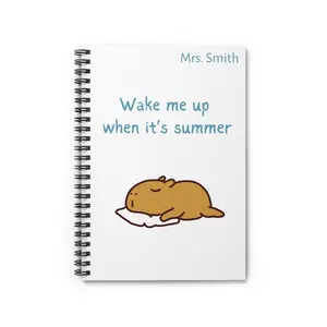 Personalized Capybara Teacher Notebook – Wake Me When It's Summer