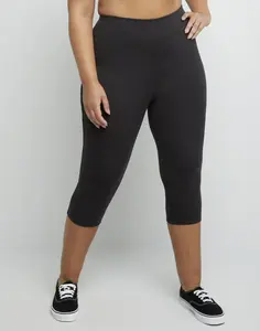 Just My Size Women's Stretch Jersey Capri Leggings, 19.5" (Plus ) Black
