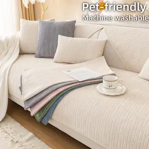 Solid colour High-Density Sofa cover, Couch Covers, 1 Pc Pet-Friendly Anti-Scratch Couch Protector, Non-Slip Washable Furniture Cover, Sofa Mat for Living Room Decor, Fits Sectional, Fabric for Modern Home Style, Dustproof Sofa Slipcover