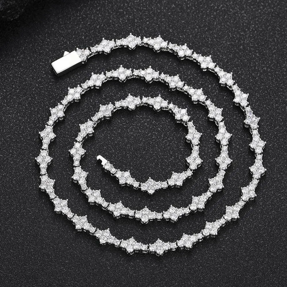 Unisex Iced Out Hip Hop 6.5mm Zircon Tennis Chain Necklace, 16-24in, Spring Buckle Closure, Artificial Gemstone Jewelry Accessory, Iced Out Jewelry