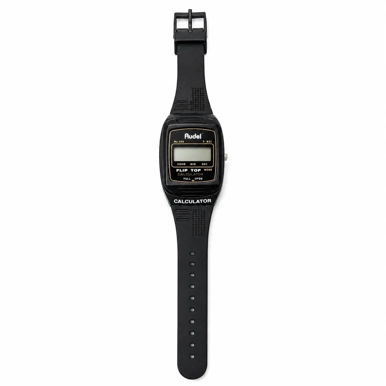 Audel M368 Black Flip-Top Calculator Digital Watch - Blue Accent, Requires a Battery