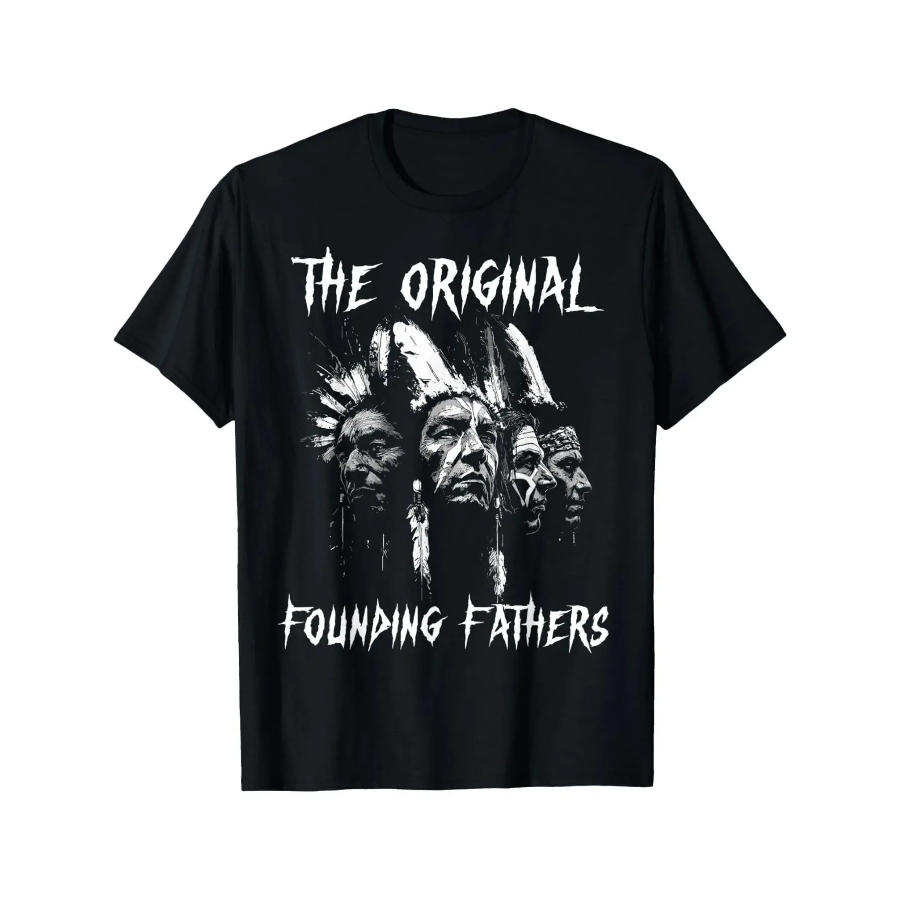 Native American Indian, the Original Founding Father unisex soft cotton short sleeve t shirt, vintage graphic casual tee for men women teens, perfect birthday holiday gift for camping travel gym daily street casual wear