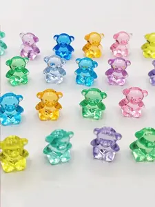 20pcs/50pcs Colorful Transparent Bear, 3D Bear-Shaped Acrylic Beads, Mini Resin Bears, Mini Bear Charms, Random Color, Birthday, Festival Party Decorations, Micro Landscape, Birthday, Christmas Decorations, Home Decor, DIY Mix Beads, Beading Accessories