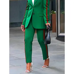 Side Striped High Waist Suit Pants