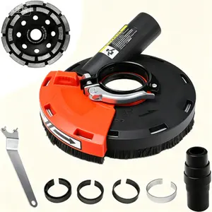 Universal Dust Collection Shroud for 4.5-5 Inch Grinders, 5 Inch Diamond Cup Wheel Compatible Drywall Concrete Grinding Guard, Reusable Anti-Clog Vacuum Attachment with Efficient Debris Containment
