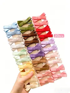 30Pcs Mini Bow Hair Clips, Multicolor Ribbon Barrettes, Cute Hair Accessories for Girls & Kids, Hair Decor