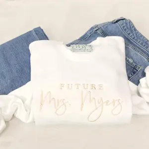 Future Mrs. Sweatshirt, Personalized Embroidered Sweatshirt, Custom Hoodie, Bride to Be, Gift for Her, Engagement Gift, Mrs. Crew Neck