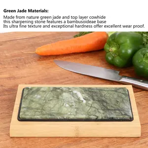Green Jade Sharpening Stone 2 Side Grit 10000 Fine Polishing Whetstone with Bambusoideae Base Angle Guide