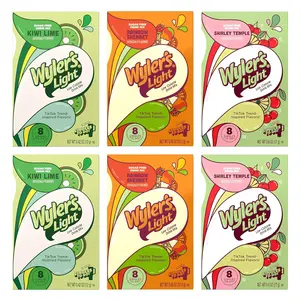 Wyler’s Light Water Flavoring Packets – Tropical Variety 6 Pack, 2 of Each Flavor – Kiwi Lime, Shirley Temple, Rainbow Sherbet – Sugar Free Singles To Go Drink Mix Packets – Flavored Water Enhancers