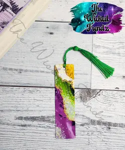 Metal Bookmark Mardi Gras Louisiana Purple Green Gold Glitter Books Bookmark Reading Reader Booktok