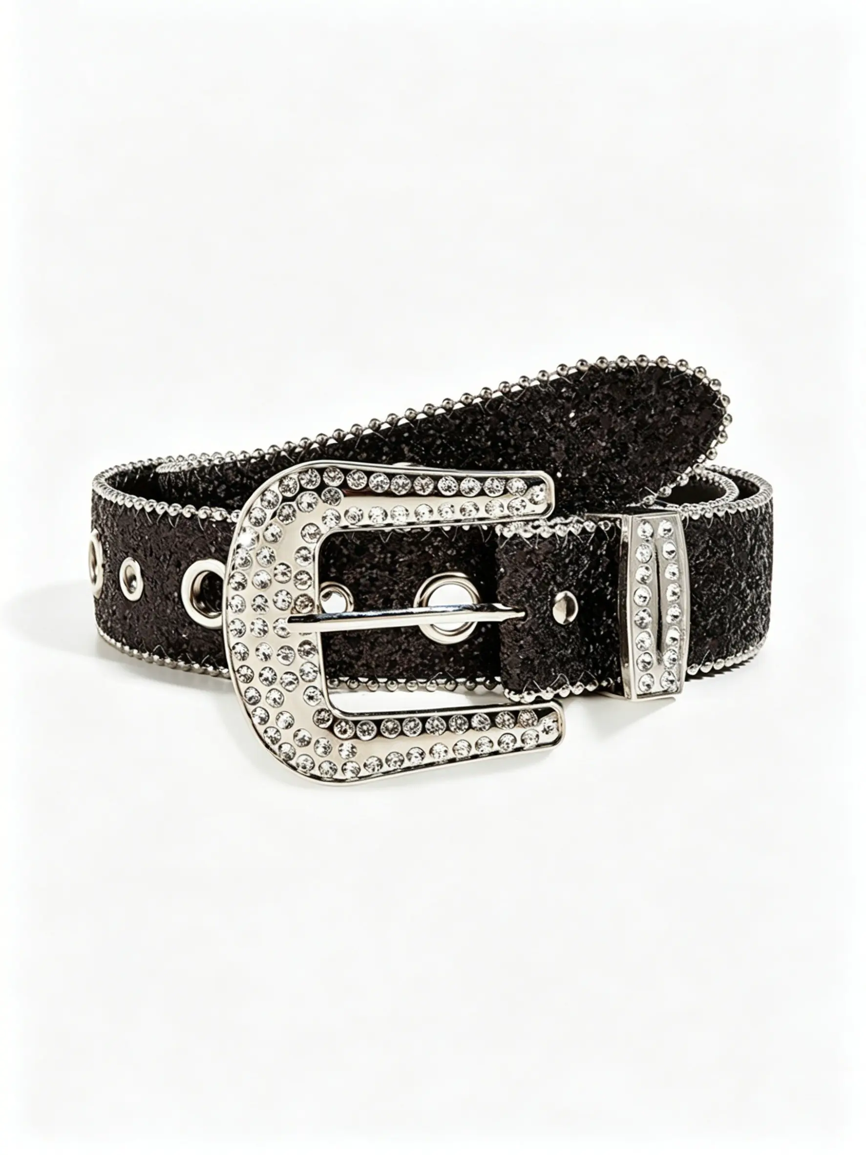 Subcultural Punk Style Belt for Women Y2K New Arrival Sequin Flash Diamond Crystal Belt Decorative Rhinestone Decorated Belt Matching Denim Pants Trendy