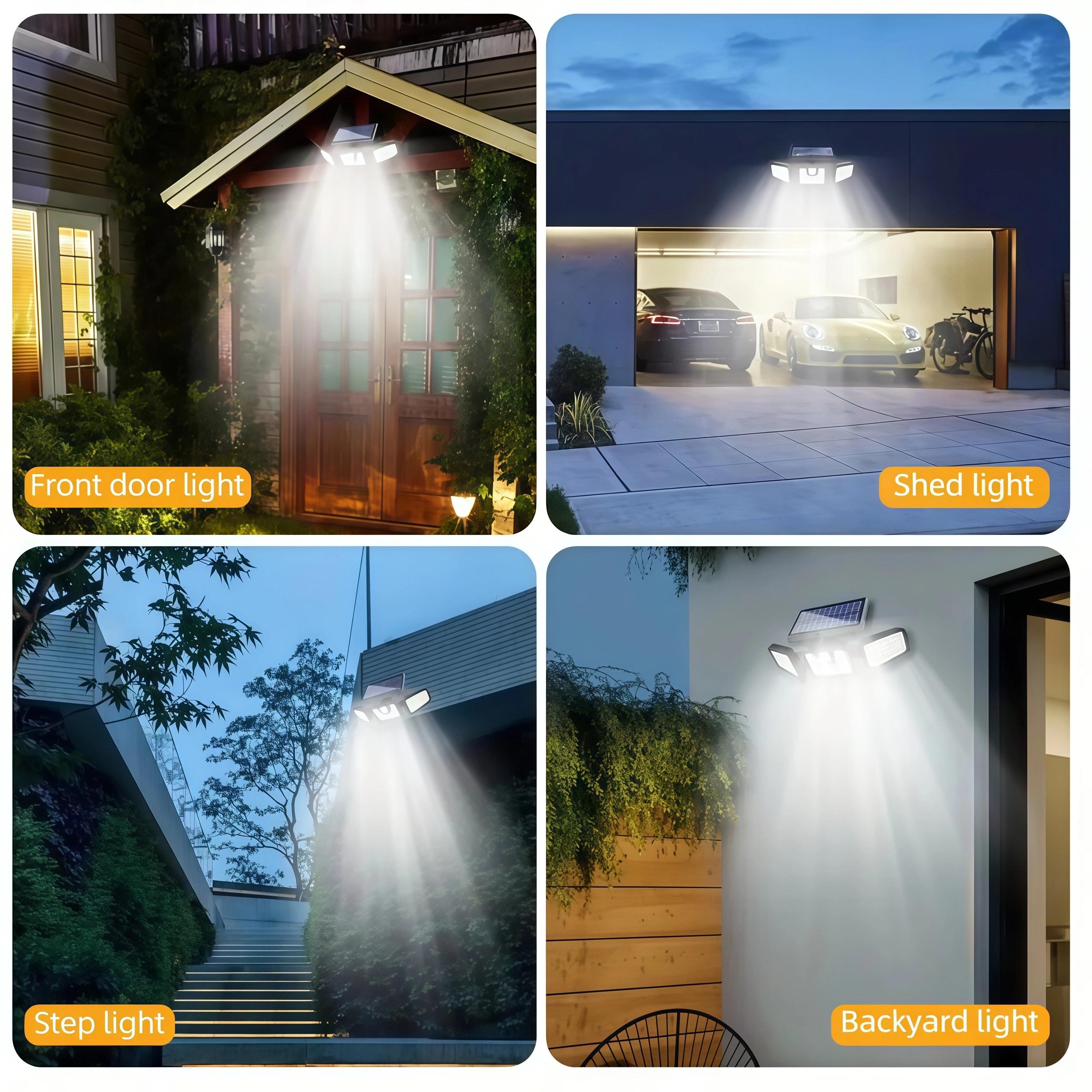 2 Packs Solar Outdoor BLACK FRIDAY Lights 2500LM Security Lights, 3 Heads Dimmable Spot Lights with 3 Modes, lP65 Waterproof, For Yard, Garage, Porch, Pool, Garden, Barn, Patio, Christmas gifts 2 Packs Solar Outdoor BLACK FRIDAY Lights 2500LM Security Lights, 3 Heads Dimmable Spot Lights with 3 Modes, lP65 Waterproof, For Yard, Garage, Porch, Pool, Garden, Barn, Patio, Christmas gifts