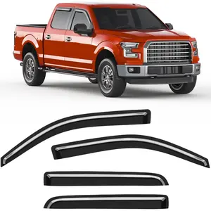 Tape-on Rain Guards Fit for Ford F150 SuperCrew SVT Raptor 2009-2014 Extra-Thick Window Rain Guard Window Deflectors Window Vent Visors Truck Vent Shades Exterior Car Accessories-4PCS